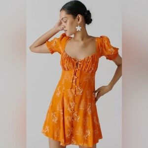 Urban Outfitters -Persephone Orange Flowy Mini Dress. Size M